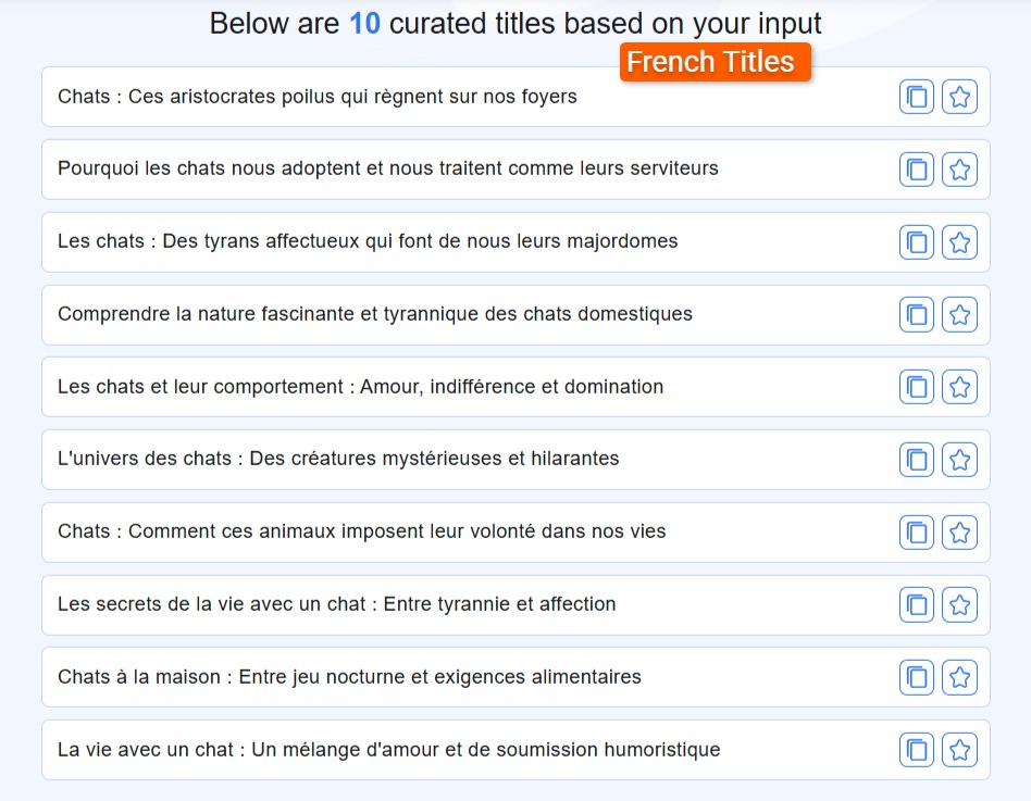 French language titles