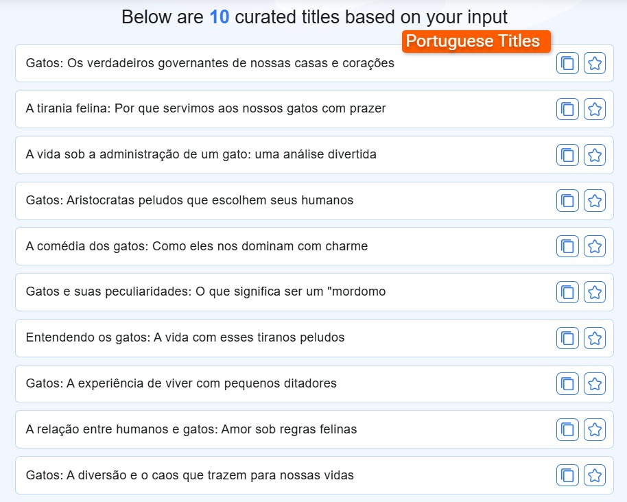 Portuguese language titles