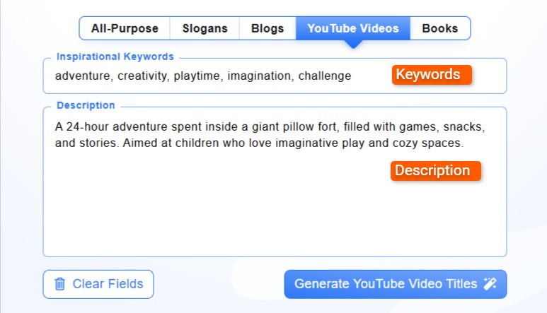 YouTube video title generation